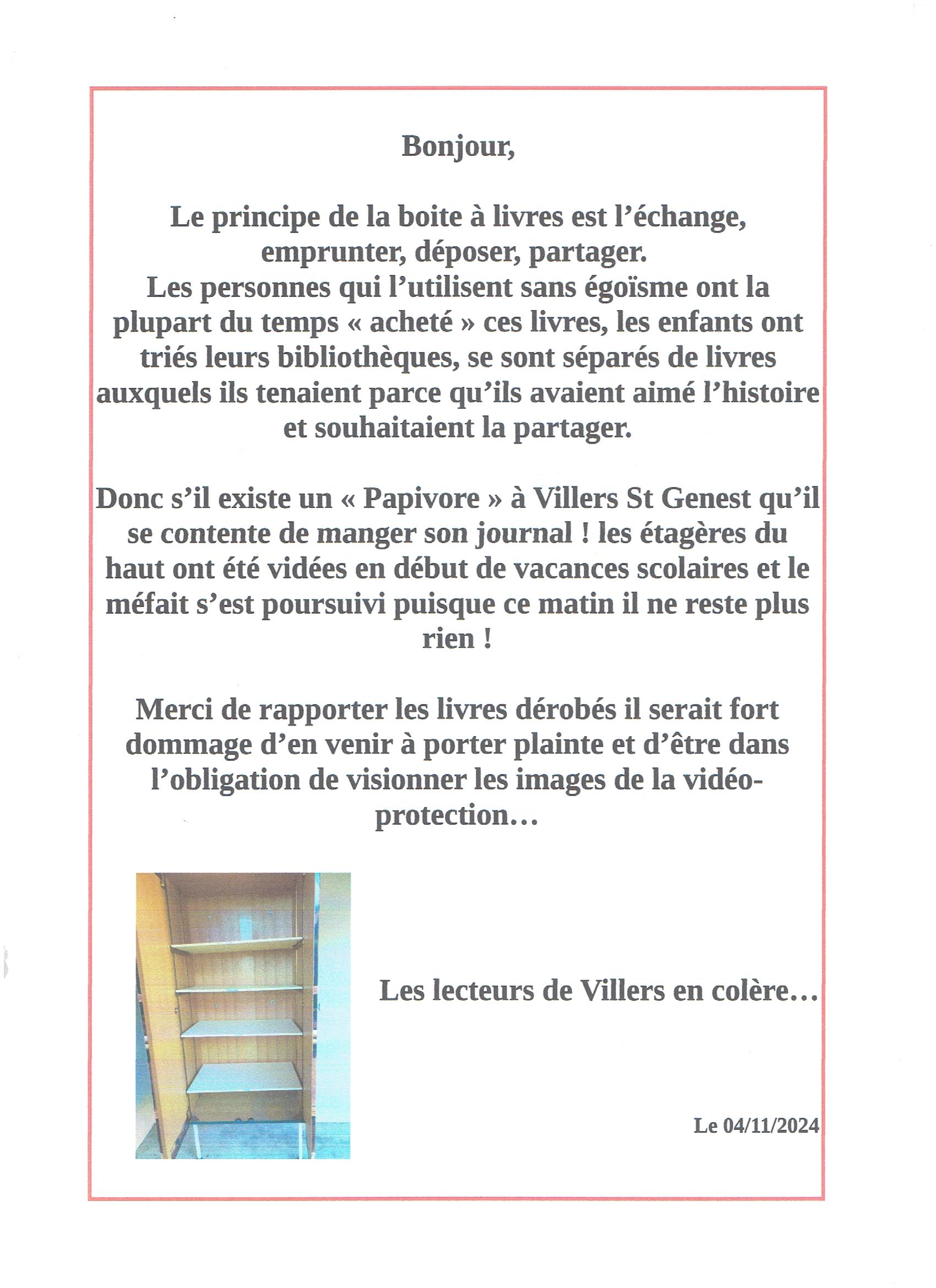 Boite à livres Texte